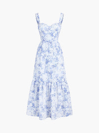 Clarise - Langes Kleid mit Reißverschlüssen und Blumentaschen
