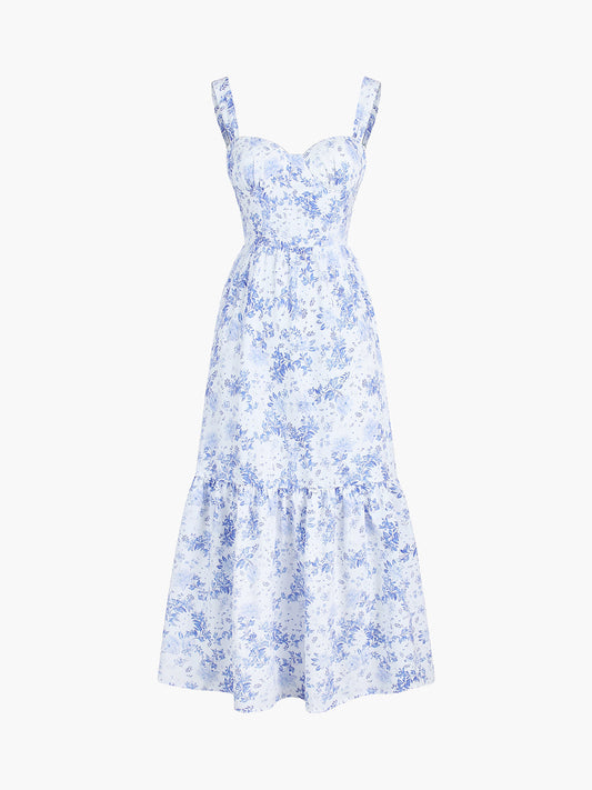 Clarise - Langes Kleid mit Reißverschlüssen und Blumentaschen