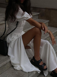 Elsie - Frenchy Langes Kleid mit Knopfleiste