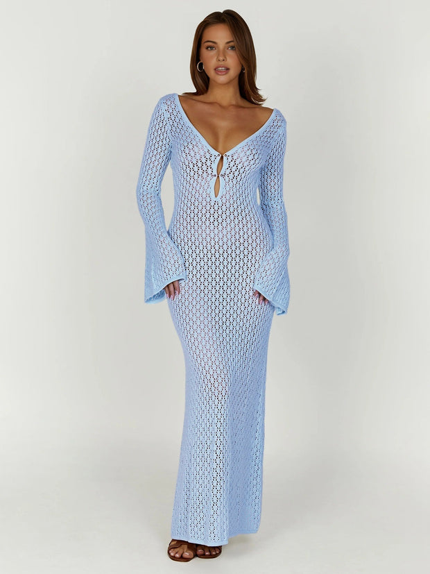 Mila - Langärmeliges Kleid mit offenem Rücken
