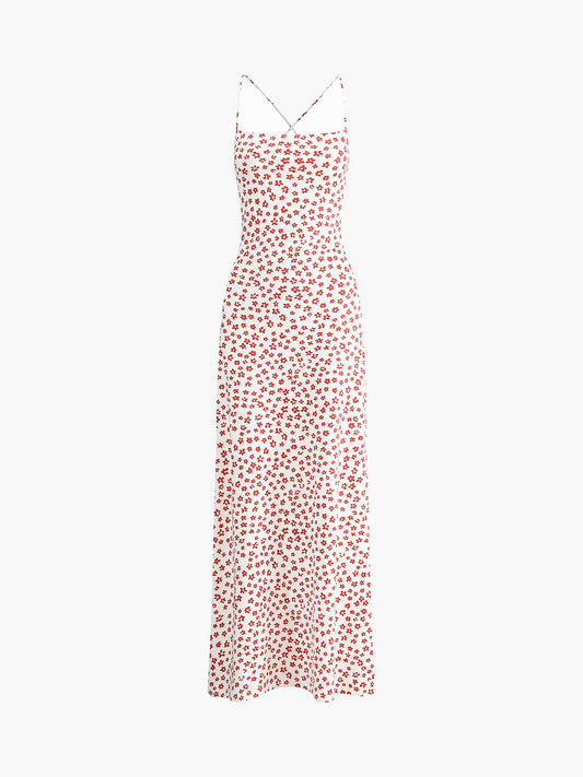 Emma - Langes Trägerkleid mit Blumenprint, überkreuzt und fließend