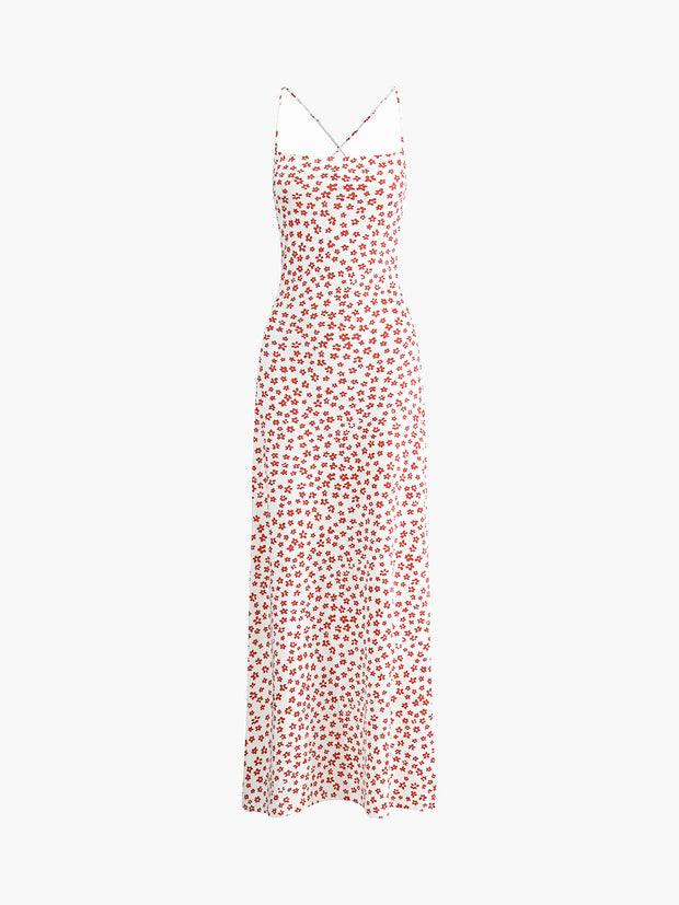 Emma - Langes Trägerkleid mit Blumenprint, überkreuzt und fließend
