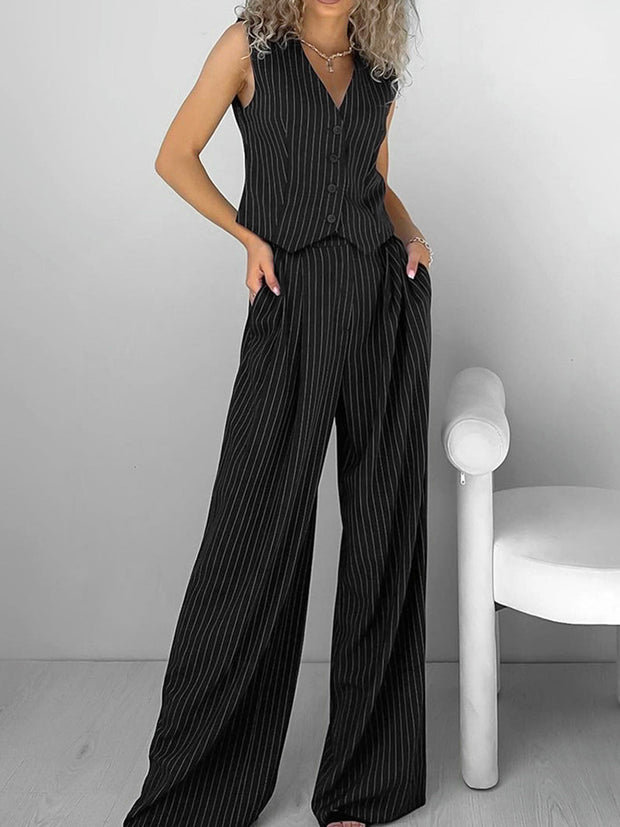 Tamara - Entspanntes gestreiftes Anzug-Hosen-Set