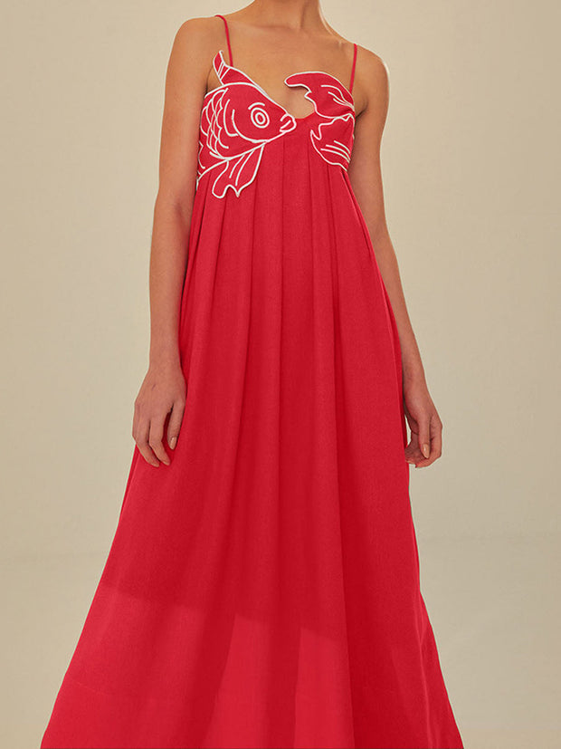 Scarlett - Besticktes halbdurchsichtiges Fischkleid