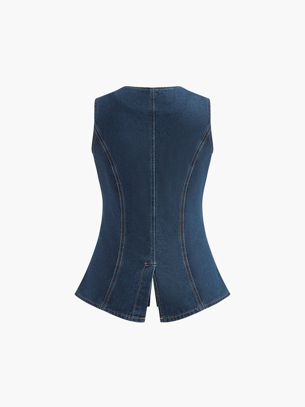 Saula - Denim Schößchenweste mit Shorts Set