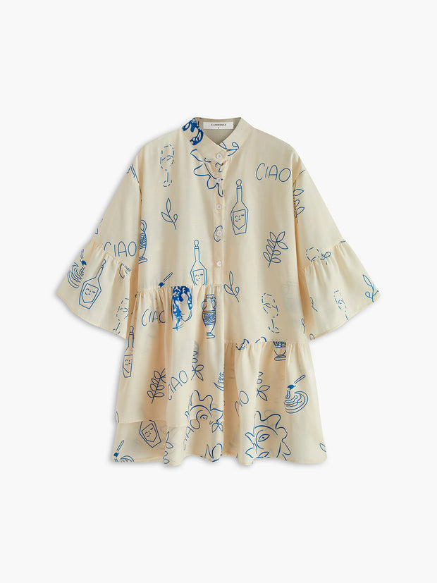 Millie - Kurzes Kleid mit Sonnenaufdruck in Übergröße