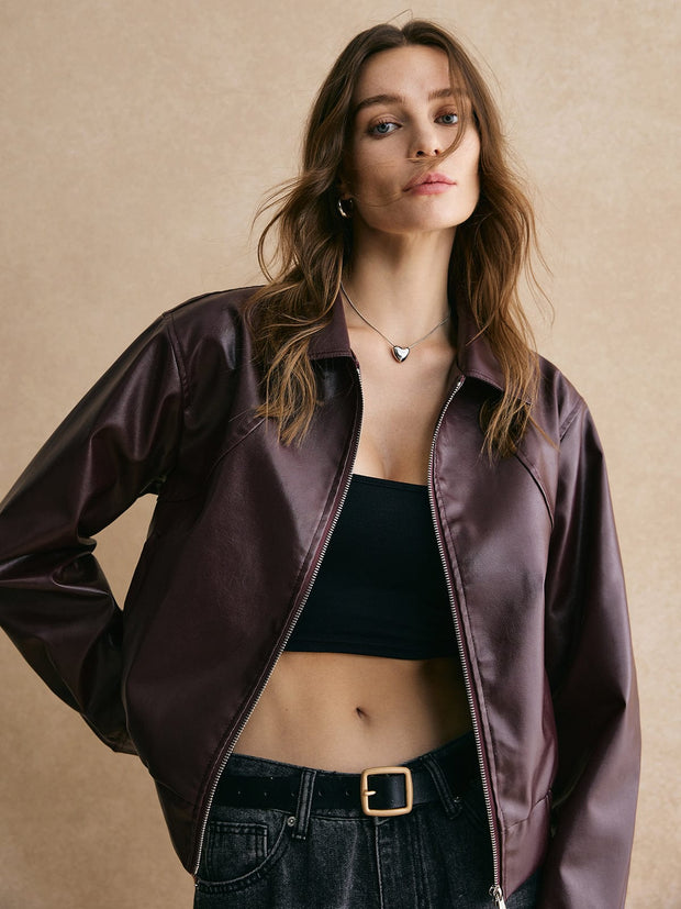 Kurze Lederjacke mit modernem, elegantem Design