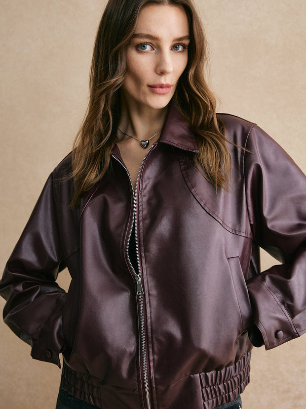 Kurze Lederjacke mit modernem, elegantem Design