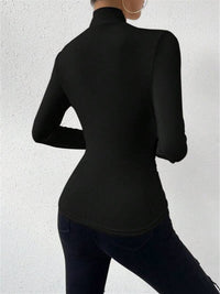 Gestricktes Damen-T-Shirt mit Stehkragen - Sigrunel