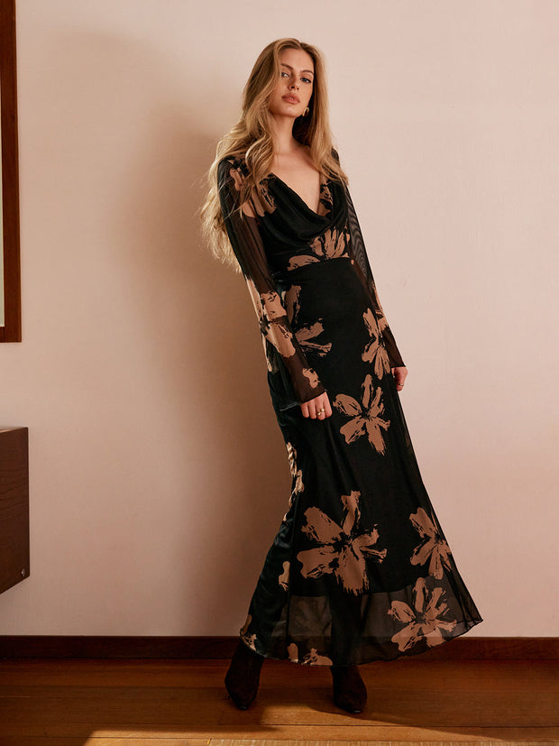 Lena - Boheme bedrucktes Kleid mit Blumenmuster