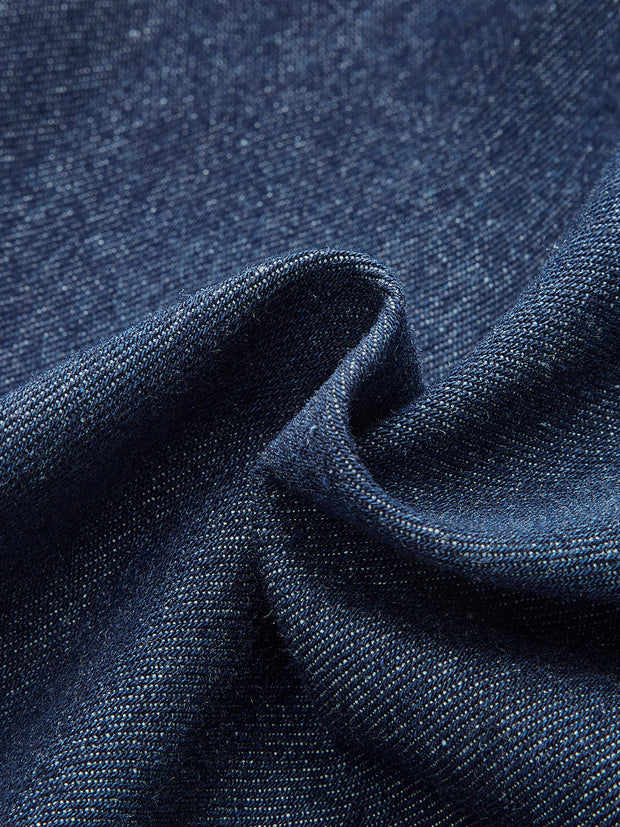 Alessia - Ärmelloses Denim-Kleid mit V-Ausschnitt und Knopfleiste