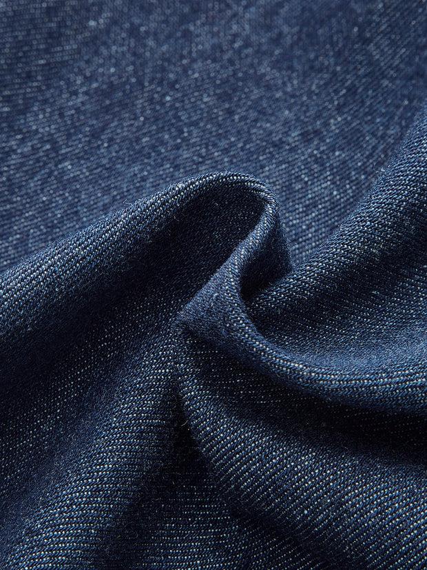 Alessia - Ärmelloses Denim-Kleid mit V-Ausschnitt und Knopfleiste