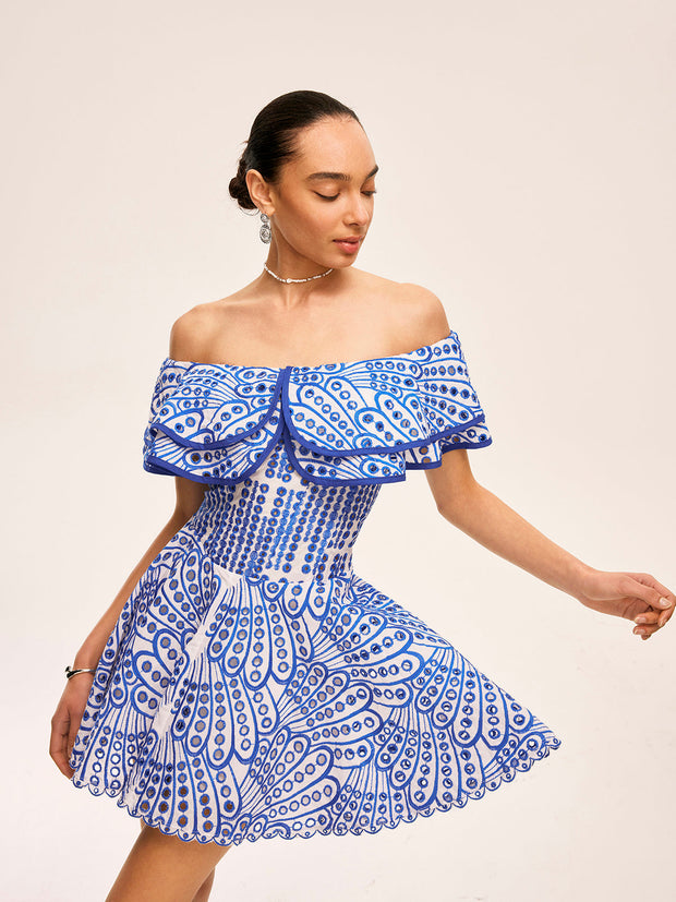 Hanna - Halbtransparentes Kleid mit geraffter Schulterpartie