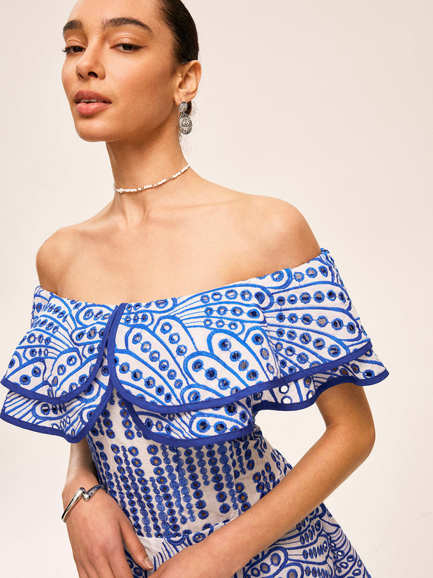 Hanna - Halbtransparentes Kleid mit geraffter Schulterpartie