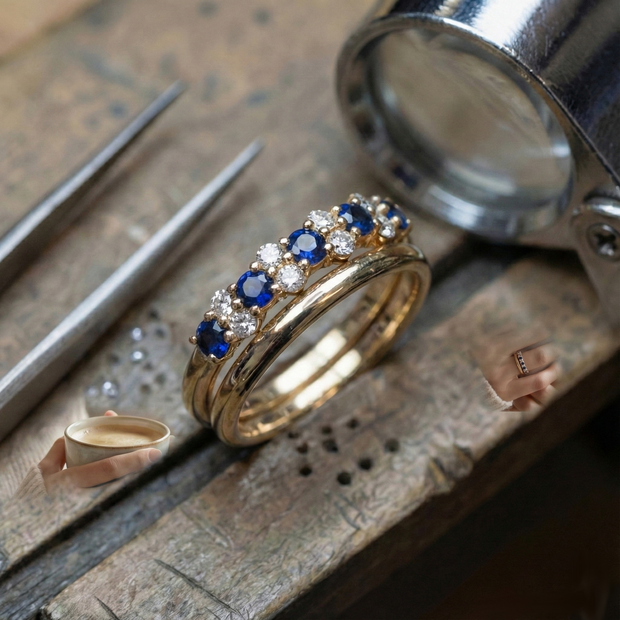 Eleganter Vintage Goldring Mit Blaue Kubische Zirkonien Aus Hochwertigem Gelbgold Für Zeitlosen Damen Schmuck