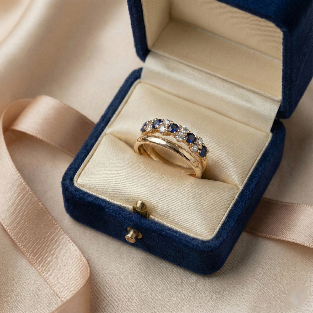 Eleganter Vintage Goldring Mit Blaue Kubische Zirkonien Aus Hochwertigem Gelbgold Für Zeitlosen Damen Schmuck