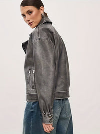 Oversize-Lederjacke mit Gürtel