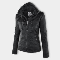 Wetterfeste Lederjacke mit Kapuze