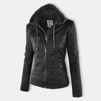 Elegante Biker-Lederjacke mit Kapuze