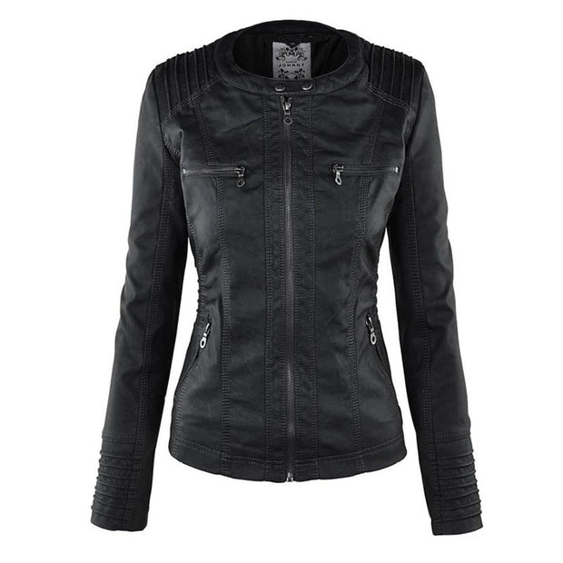Wetterfeste Lederjacke mit Kapuze