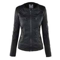 Elegante Biker-Lederjacke mit Kapuze