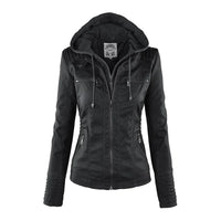 Elegante Biker-Lederjacke mit Kapuze