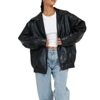 Moderne Oversize-Lederjacke mit urbanem Look