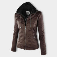 Wetterfeste Lederjacke mit Kapuze