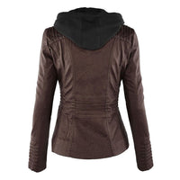 Wetterfeste Lederjacke mit Kapuze