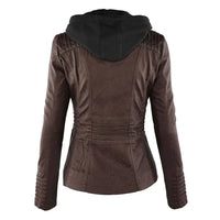 Elegante Biker-Lederjacke mit Kapuze