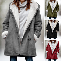 Vania Fleece Wildlederjacke mit halblanger Kapuze