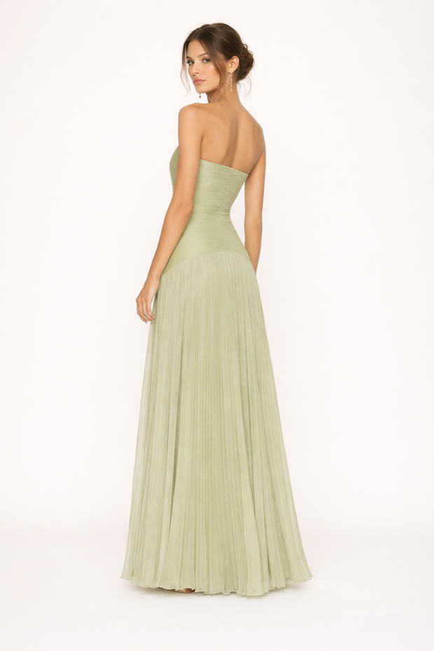 Trägerloses plissiertes Maxikleid trägerlos Frau Sommerkleid Frau - Arvella