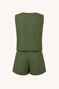 Set aus Weste und Shorts für Damen aus Leinen und Baumwolle – Rita