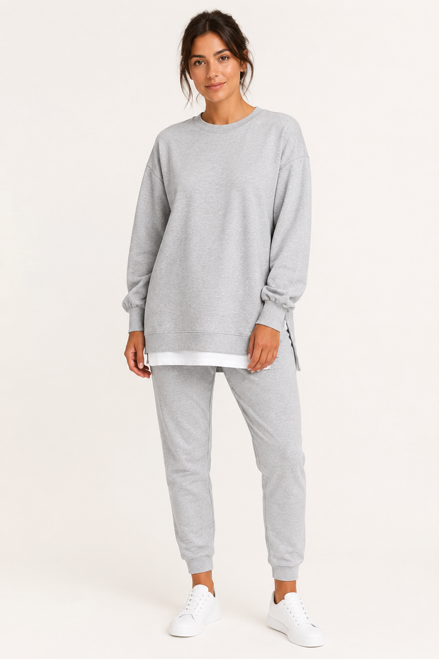 Damen-Set aus Sweatshirt mit Seitenschlitzen und Jogginghose – Louise