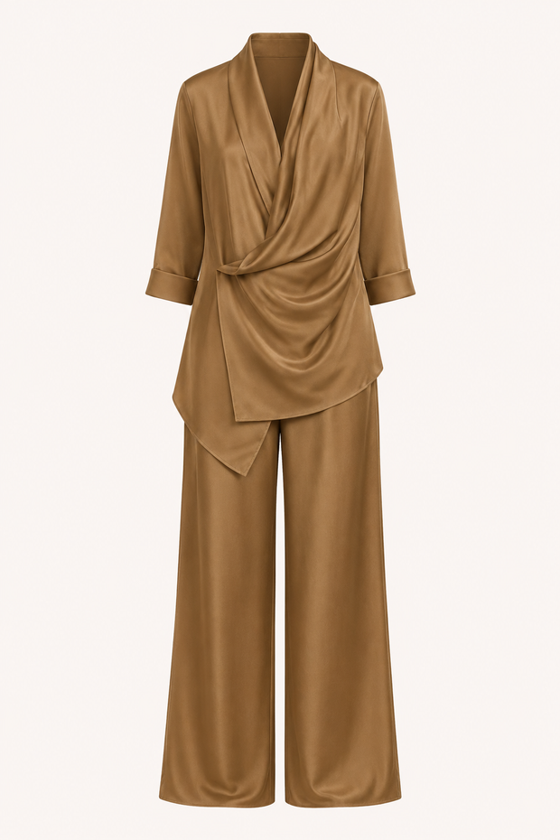 Satin-Set aus Bluse und Hose für Damen – Kerstin