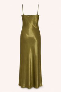 Satin-Midi-Kleid im Lingerie-Stil für Damen mit V-Ausschnitt – Leni