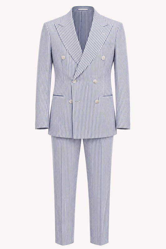 Hellblauer Herrenanzug mit Streifen im mediterranen Stil – Emil