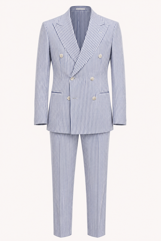 Hellblauer Herrenanzug mit Streifen im mediterranen Stil – Emil