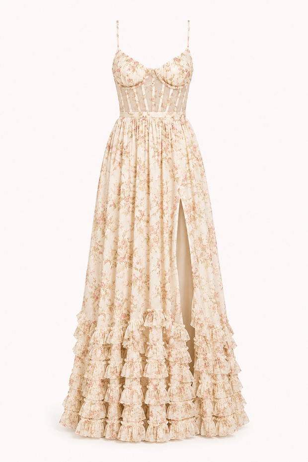 Langes elegantes geblümtes Partykleid - Elara