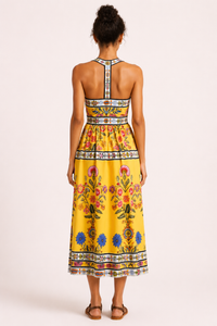 Midikleid mit Blumenmuster und hoher Taille für Frauen - Nele