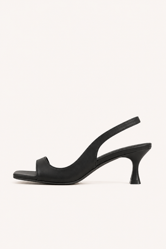 Damensandalen mit Absatz, eckiger Schuhspitze und offener Ferse – Ottilie