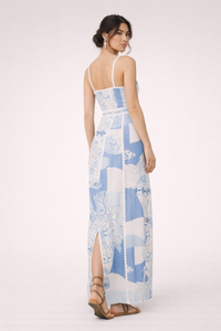 Bedrucktes Maxikleid mit Spitze und Trägern für Frauen - Isabella