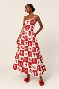 Asymmetrisches Maxikleid mit Blumendetail für Frauen - Savine