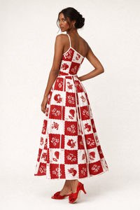 Asymmetrisches Maxikleid mit Blumendetail für Frauen - Savine