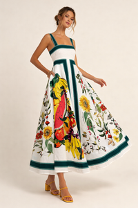 Maxikleid mit Blumendruck und breiten Trägern für Frauen - Nereyda