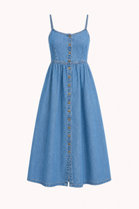 Midi-Denim-Kleid mit Knöpfen für Damen - Hanneli