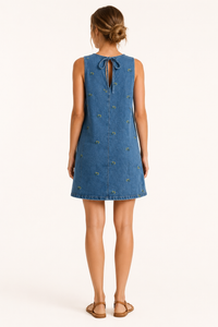 Kurzes ärmelloses Kleid aus Denim für Frauen - Leni