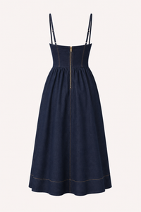 Midi-Kleid aus Denim mit herzförmigem Ausschnitt - Helene