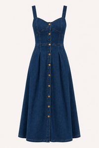Damen Denim Midikleid mit breiten Trägern - Brigitte