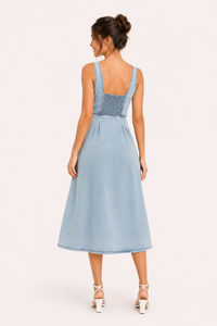 Damen Denim Midikleid mit breiten Trägern - Brigitte